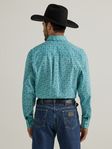 WRANGLER GEORGE STRAIT TURQUOISE PRINT - MENS SHIRT  - 112338087