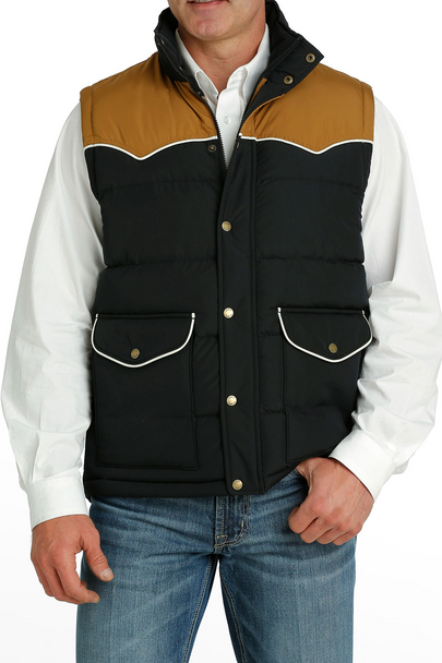CINCH BLACK AND TAN PUFFER VEST - MEN VESTS  - MWV1578002