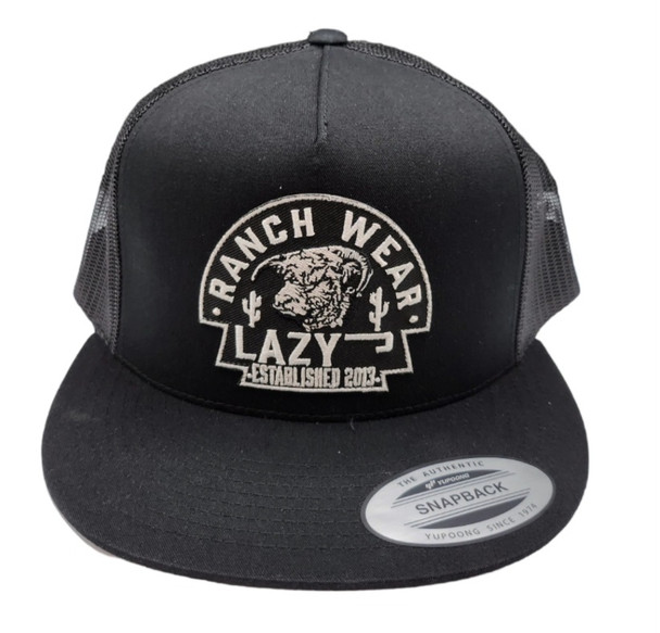 LAZY J BLACK PATCH LOGO - HATS CAP  - BLKBLK4ARR