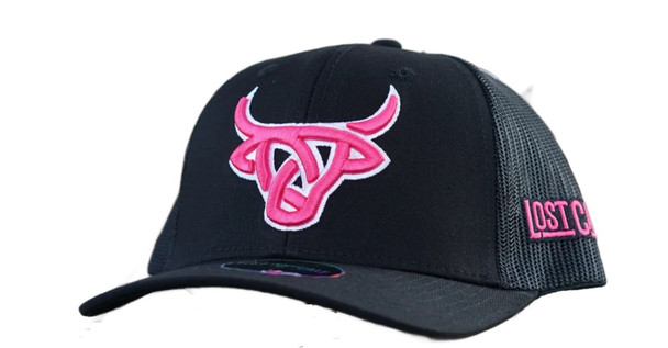 LOST CALF 3D LOGO PINK WITH BLACK - HATS CAP  - BLACK ROSY