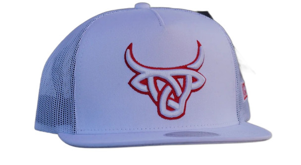 LOST CALF 3D STITCH WHITE RED FLAT - HATS CAP  - WHITE TORO BRAVO