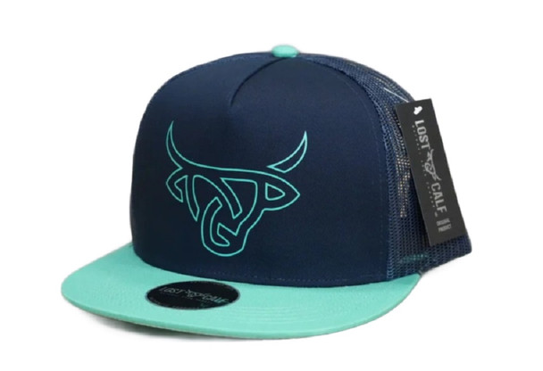 LOST CALF 3D LOGO NAVY & TEAL - HATS CAP  - SPLITFIN FLAT