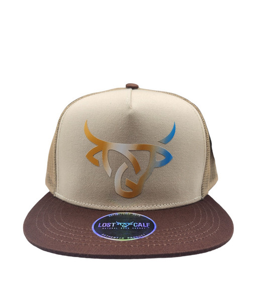 LOST CALF TAN WITH LOGO DECAL - HATS CAP  - SAN DUNES FLAT