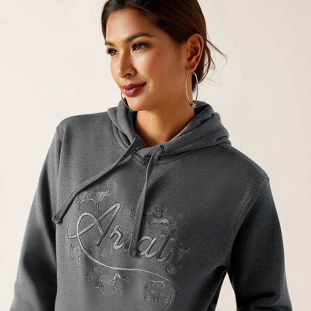 ARIAT STORIES CHARCOAL HEATHER - LADIES HOODIE  - 10047214