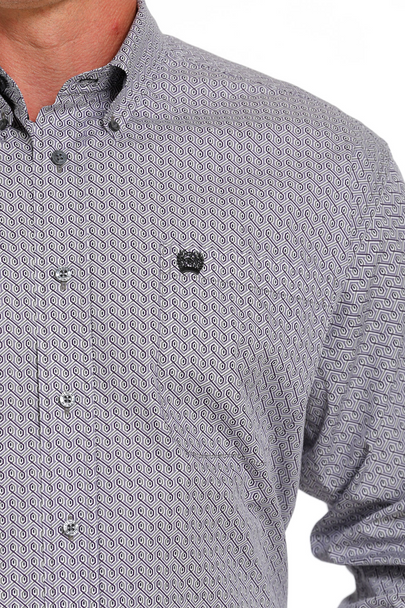 CINCH GREY GEOMETRIC PRINT - MENS SHIRT  - MTW1105643