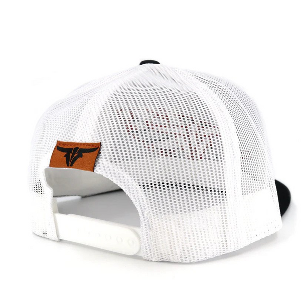 TORO BULL BLACK WHITE TRUCKER - HATS CAP  - FEATHER BLK WHITE FLAT