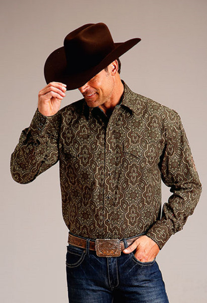 STETSON BROWN GRANDIOSE PAISLEY PRINT - MENS SHIRT  - 11-001-0425-0174BR