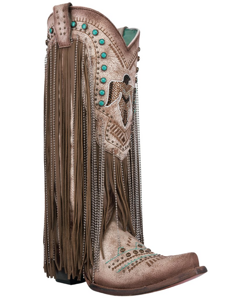 CORRAL BEIGE EMBROIDERY/CRYSTALS EAGL - BOOT LADIES  - C4088
