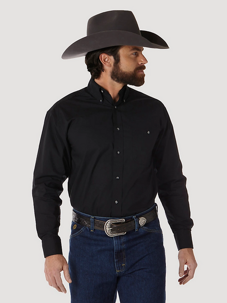 WRANGLER GEORGE STRAIT SOLID BLACK - MENS SHIRT  - 112345802