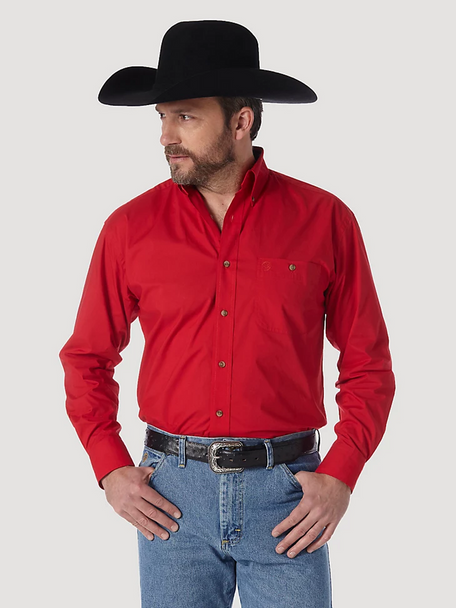 WRANGLER GEORGE STRAIT SOLID RED - MENS SHIRT  - 112345804