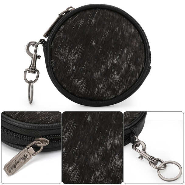 WRANGLER CALF HAIR BLACK COIN POUCH - LADIES PURSES  - WG116-002BK