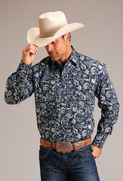 STETSON BLUE DETAILED PAISLEY - MENS SHIRT  - 11-001-0425-0176BU