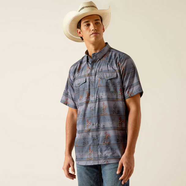 ARIAT VENTTEK WESTERN EBONY GREY - MENS SHIRT  - 10049022