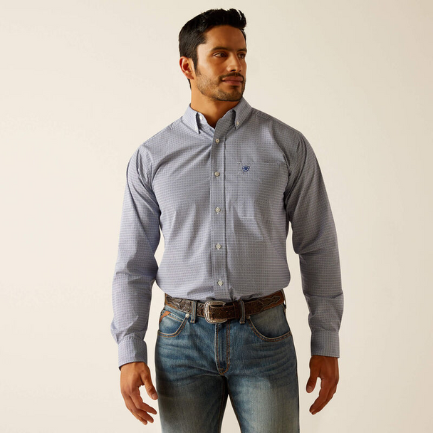 ARIAT PHIL FITTED BLUE PRINT - MENS SHIRT  - 10048387