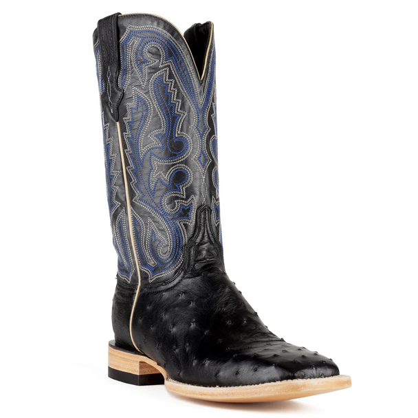 RESISTOL BLACK FULL QUILL OSTRICH - BOOT MENS WESTERN - RB0101012SS