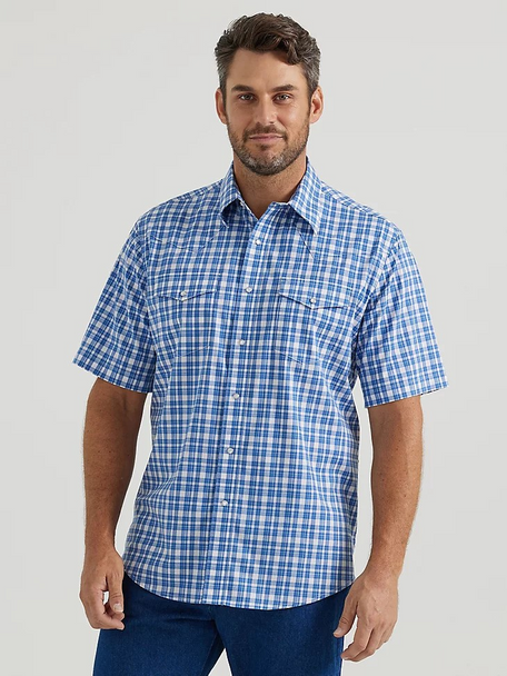 WRANGLER WINKLE RESIST CLASSIC FIT BLUE - MENS SHIRT  - 112344409