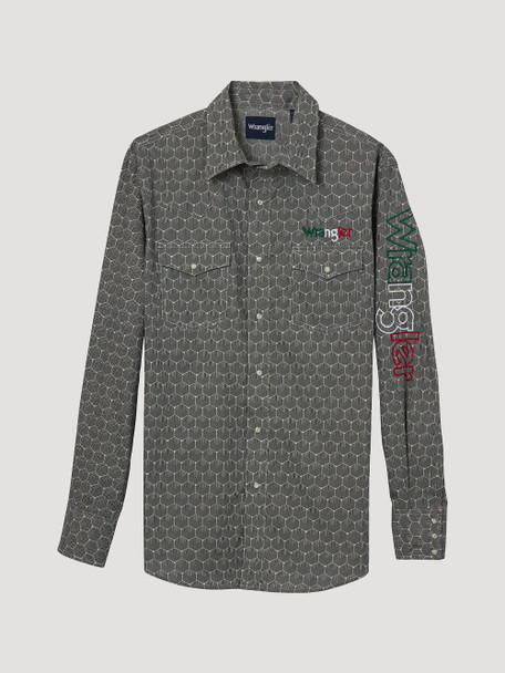 WRANGLER MEXICO LOGO BLACK/WHITE PRINT - MENS SHIRT  - 112344430