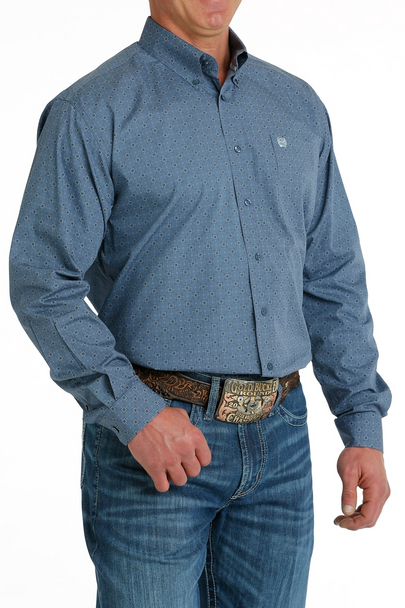 CINCH BLUE GEOMETRIC PRINT - MENS SHIRT  - MTW1105693