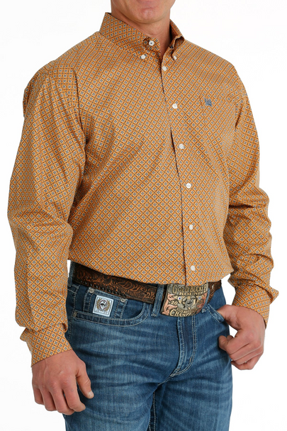 CINCH ORANGE GEOMETRIC PRINT - MENS SHIRT  - MTW1105700