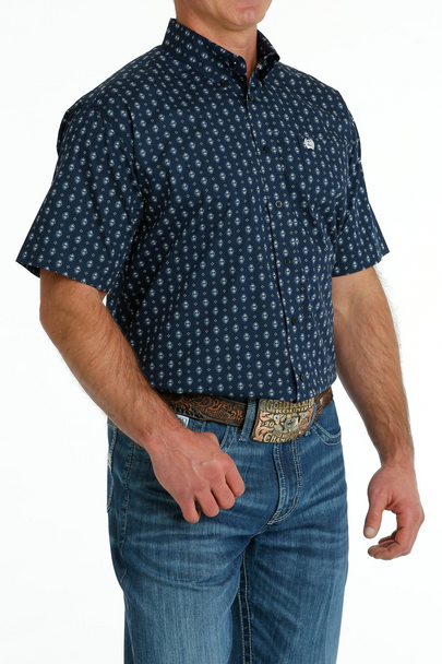 CINCH NAVY BLUE GEOMETRIC PRINT - MENS SHIRT  - MTW1111443