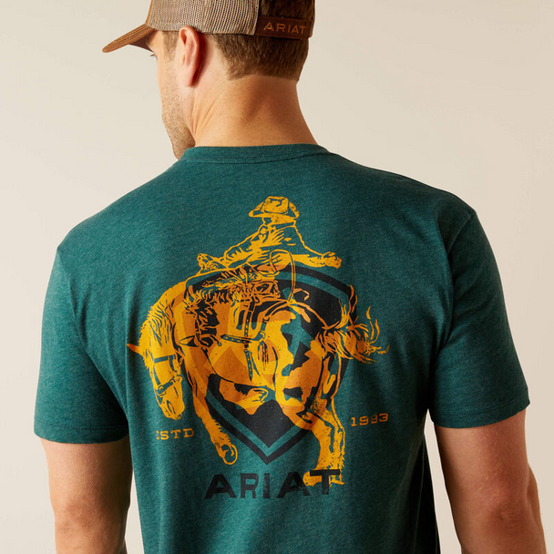 ARIAT ABILENE SHIELD DARK TEAL - MENS TEE  - 10051455