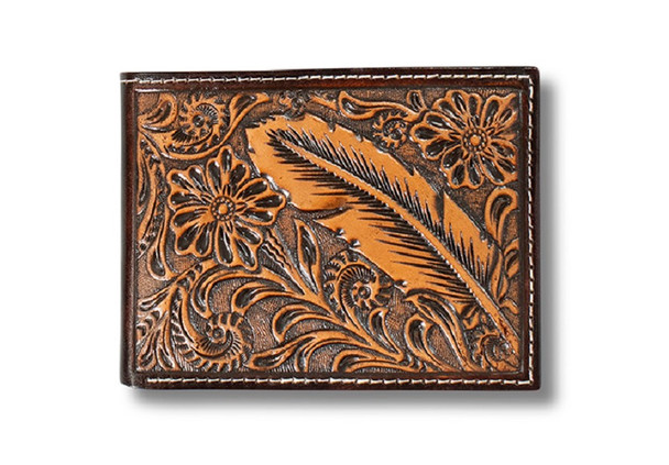 ARIAT BIFOLD FEATHER EMBOSSED BROWN - ACCESSORIES WALLET  - A3557602