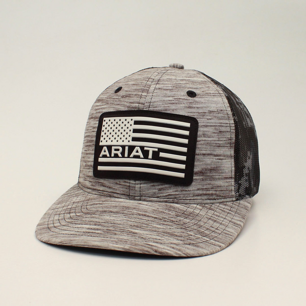 ARIAT USA FLAG LOGO GRAY BLACK MESH - HATS CAP  - A300012706