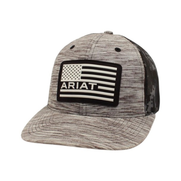 ARIAT USA FLAG LOGO GRAY BLACK MESH - HATS CAP  - A300012706