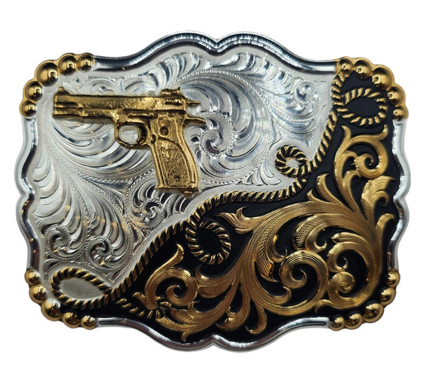 MONTANA SILVERSMITHS 45 CAL. PISTOL 2 TONE - ACC BUCKLE  - 35410YG-101