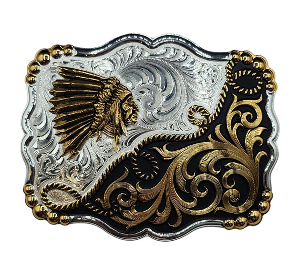 MONTANA SILVERSMITHS INDIAN CHIEF PROFILE TWO TONE - ACC BUCKLE  - 35410YG-902