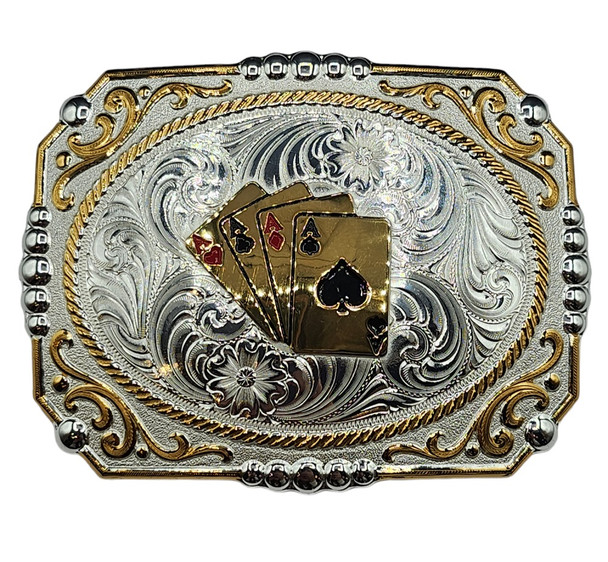 MONTANA SILVERSMITHS POKER FOUR ACES OF KIND - ACC BUCKLE  - 25815-911L