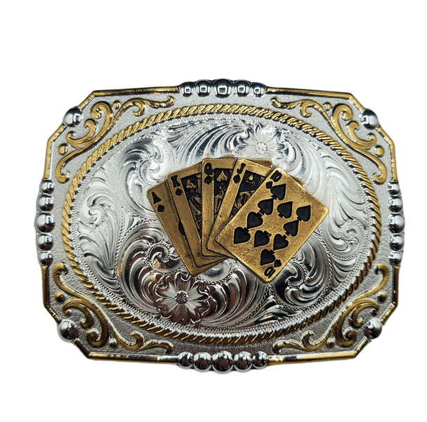 MONTANA SILVERSMITHS POKER ROYAL FLUSH CAMEO - ACC BUCKLE  - 25815-705