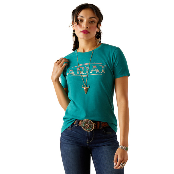 ARIAT SERAPE STYLE HEATHER TEAL - LADIES TEE  - 10044722