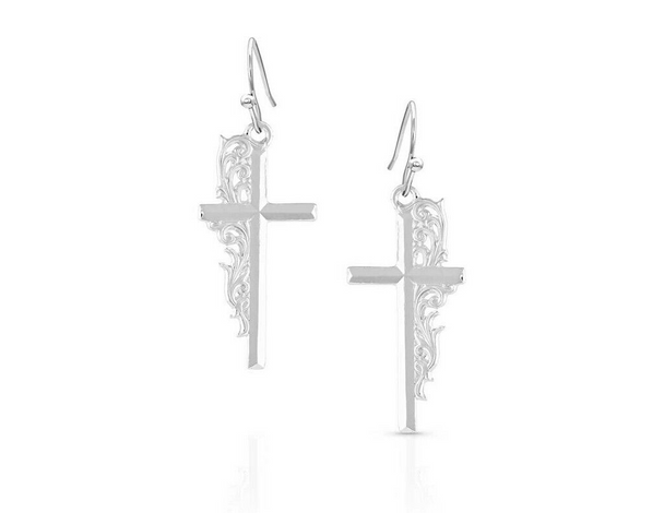 MONTANA SILVERSMITHS FILIGREE TOOLED FAITH CROSS - ACCESSORIES JEWELRY EARRINGS - ER5148