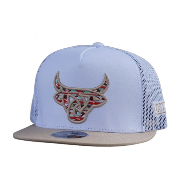 LOST CALF 3D LOGO WHITE AZTEC PRINT - HATS CAP  - MIXTECA FLAT