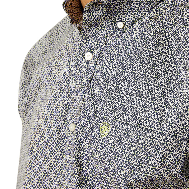 ARIAT TRACE BLUE GEOMETRIC PRINT - MENS SHIRT  - 10048424