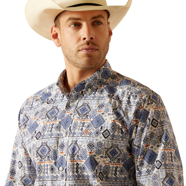 ARIAT DONALD BLUE PRINT - MENS SHIRT  - 10048432