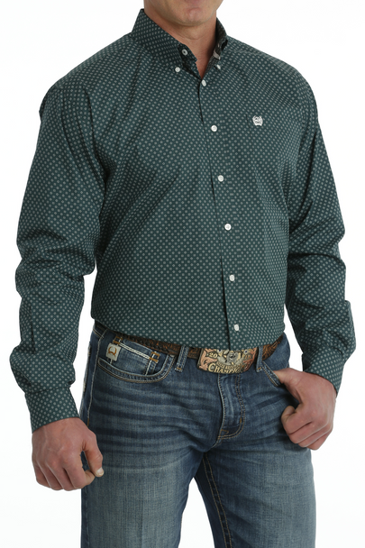 CINCH DARK GREEN PRINT - MENS SHIRT  - MTW1105708