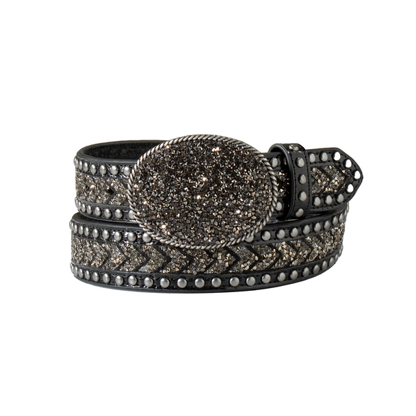 ANGEL RANCH CRYSTAL CHEVRON BLACK STUDS - ACCESSORIES BELT LADIES - D140007701