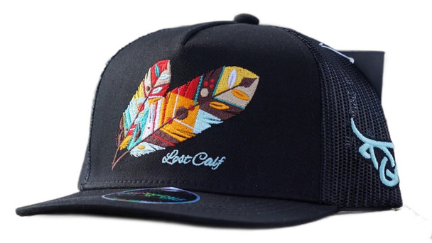 LOST CALF FEATHER BLACK FLAT YOUTH - HATS CAP  - TRIBE FLAT YOUTH