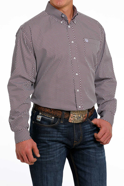 CINCH PURPLE GEOMETRIC PRINT - MENS SHIRT  - MTW1105482