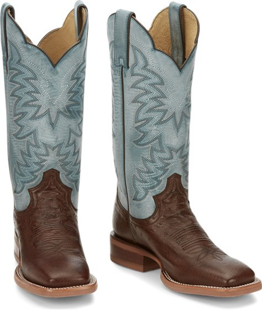 JUSTIN  RALSTON BROWN SMOOTH OSTRICH - BOOT LADIES  - JE702