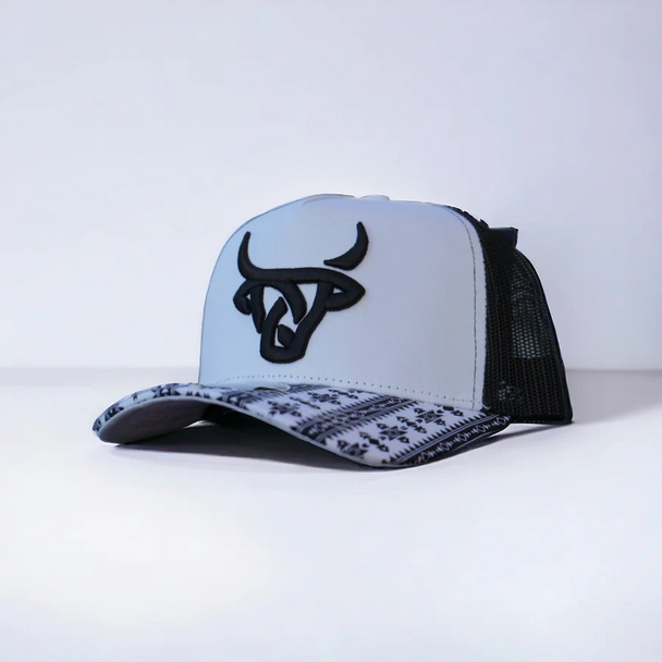 LOST CALF 3D LOGO BLACK AZTEC PRINT - HATS CAP  - CHEYENNE 5 PANEL