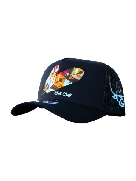 LOST CALF FEATHER BLACK A-FRAME CURVE - HATS CAP  - TRIBE BLACK A-FRAME CURVE