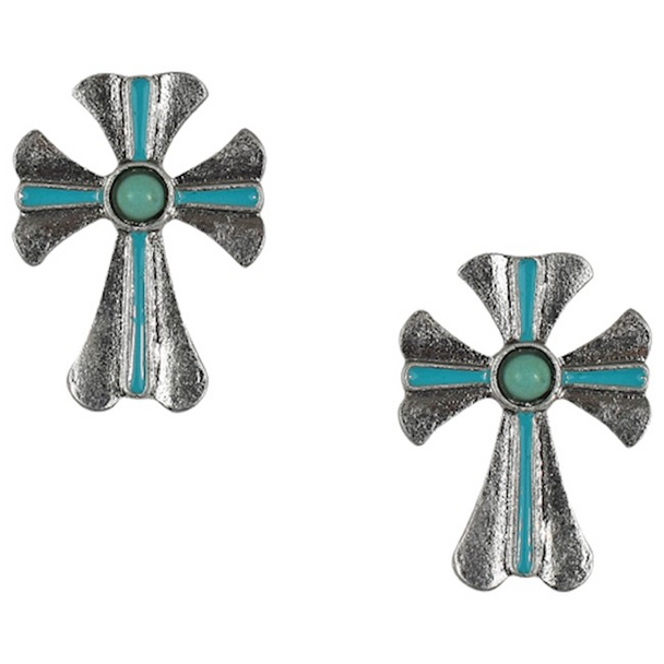 JUSTIN  CROSS TURQUOISE COLORED STONE - ACCESSORIES JEWELRY EARRINGS - 23019EJ1