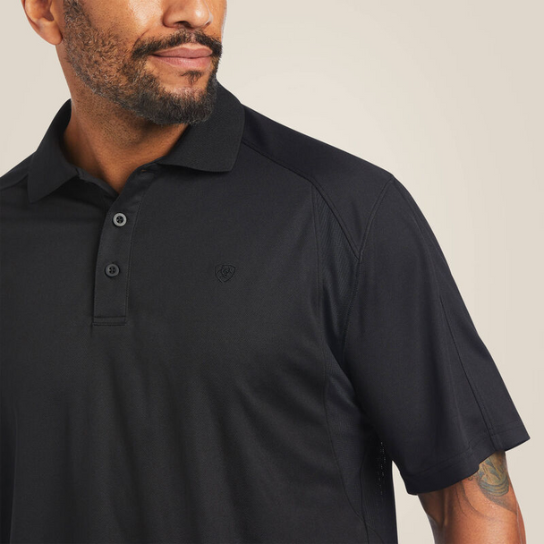 ARIAT BLACK AC TEK POLO - MENS POLO  - 10014555