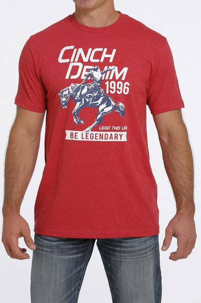 CINCH CINCH DENIM HEATHER RED - MENS TEE  - MTT1690503