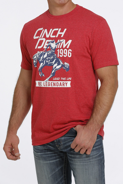 CINCH CINCH DENIM HEATHER RED - MENS TEE  - MTT1690503