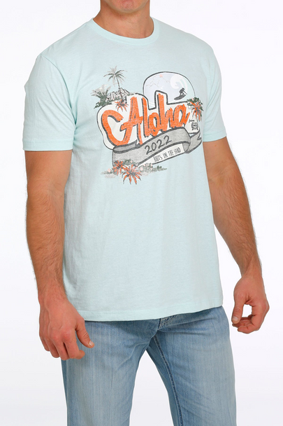 CINCH ALOHA AQUA BLUE - MENS TEE  - MTT1690506