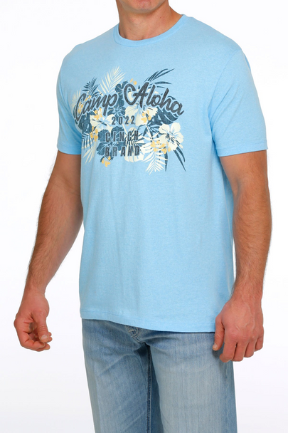 CINCH ALOHA FLORAL SKY BLUE - MENS TEE  - MTT1690507